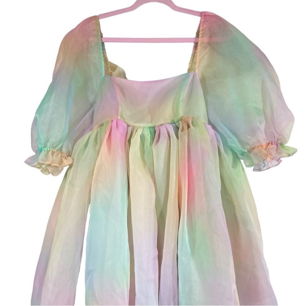 SELKIE $325 NWOT The Rainbow French Puff dress M - Picture 5 of 8